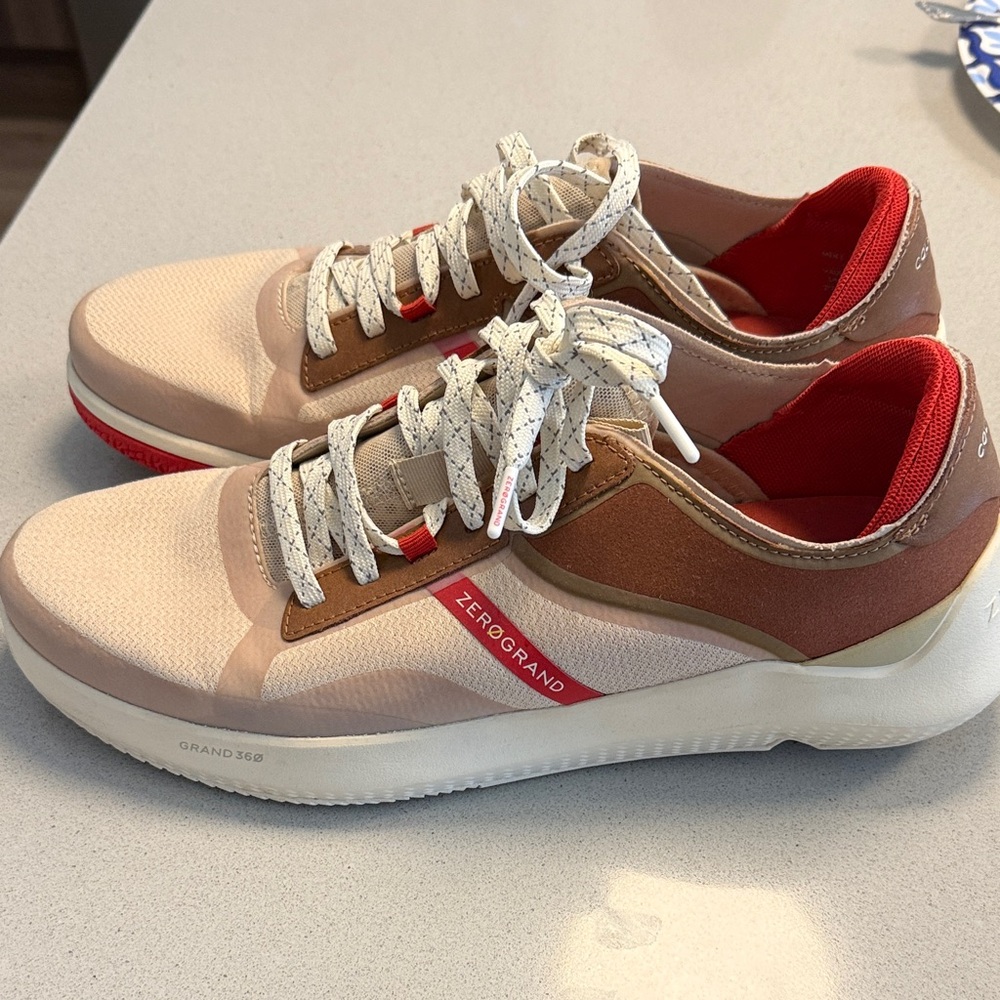 Cole Haan men’s ZeroGrand Sneakers - Cream and Red size 11